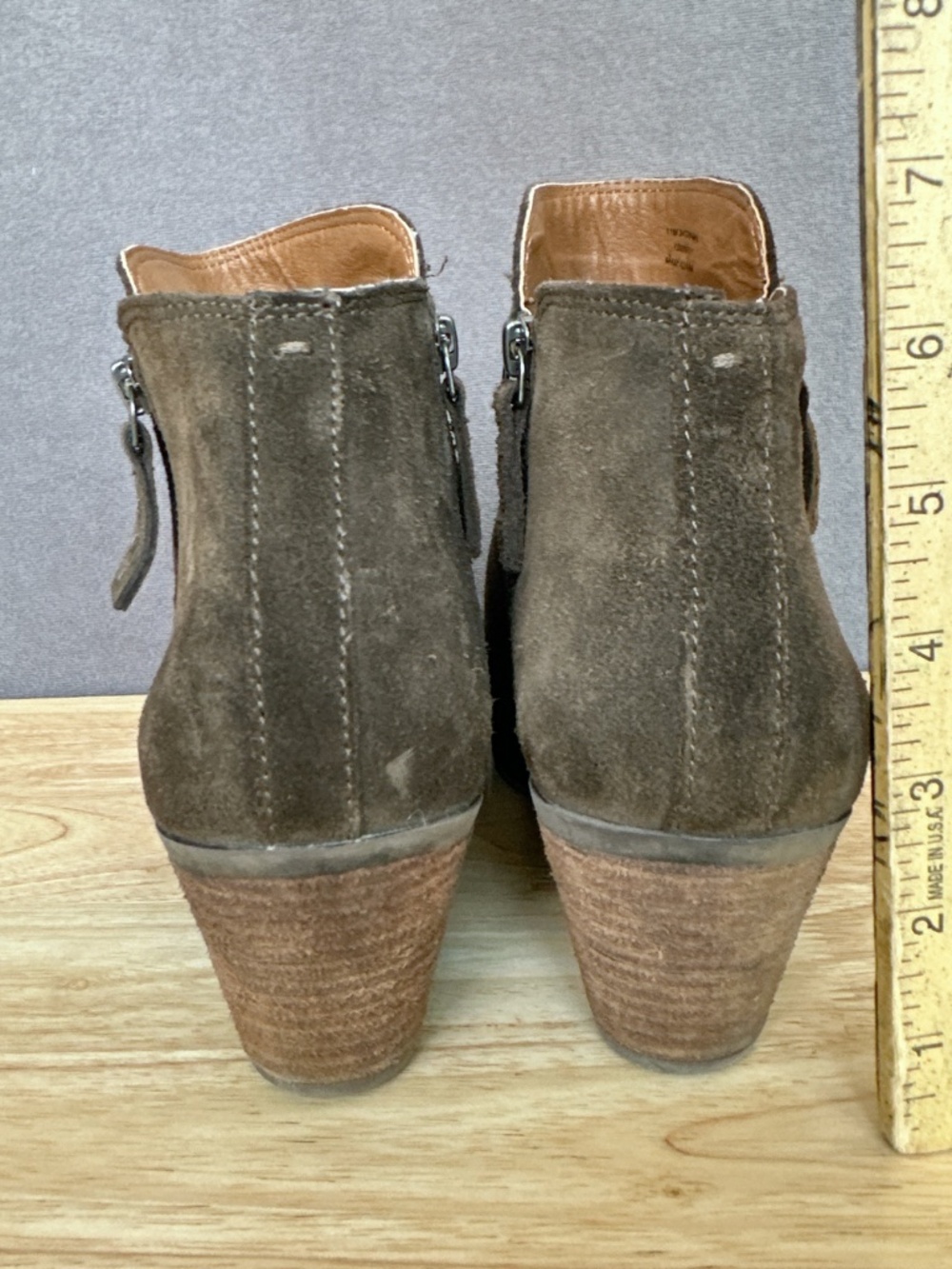 Frye & Co. Judith Suede Ankle Boots Women 11 dark brown double zip suede leather - Picture 5 of 9
